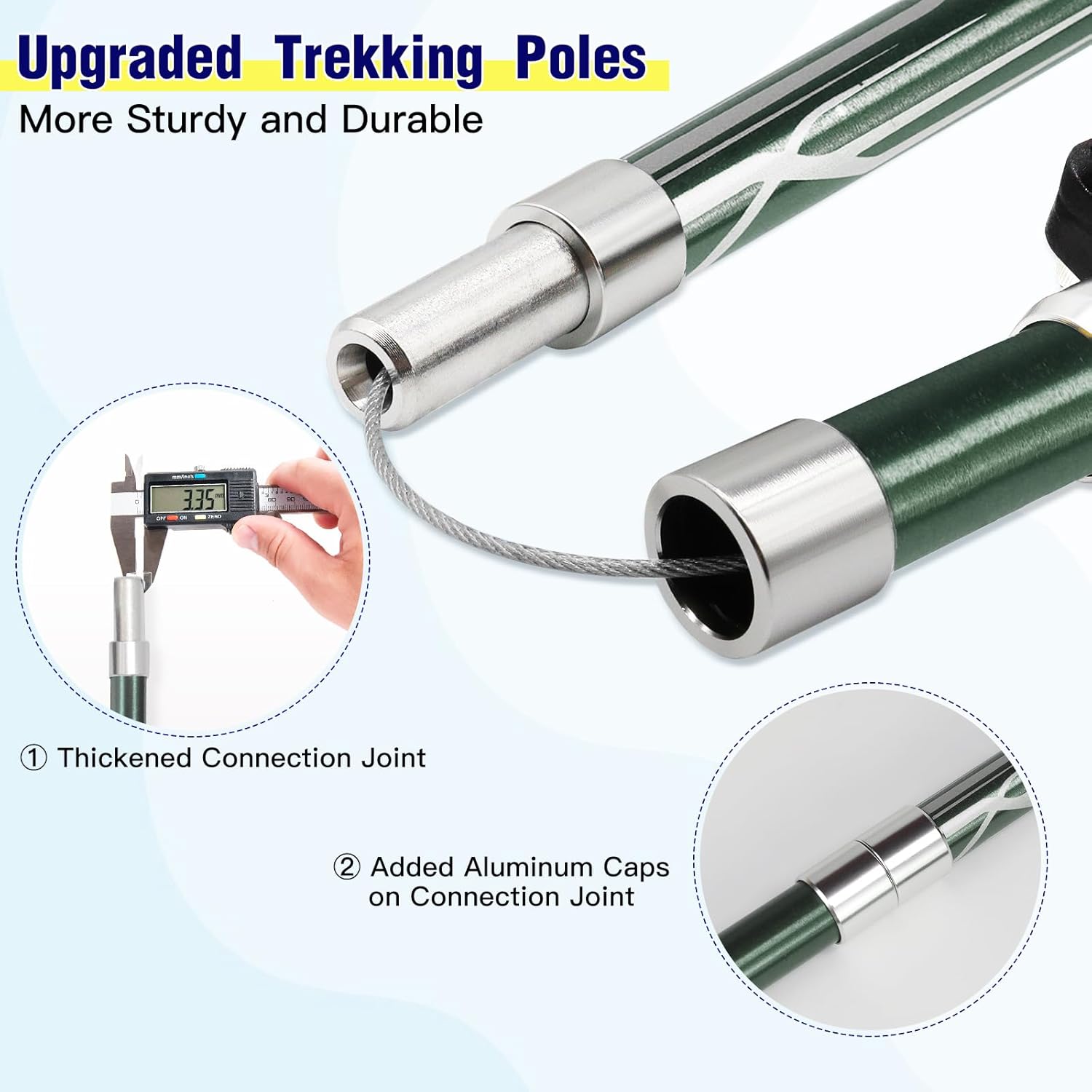 Trekking Poles Collapsible Hiking Poles for Men Women Upgraded Thickened Aircraft-Grade Aluminum Alloy Trekking Sticks with Tip Kits Carrying Bag