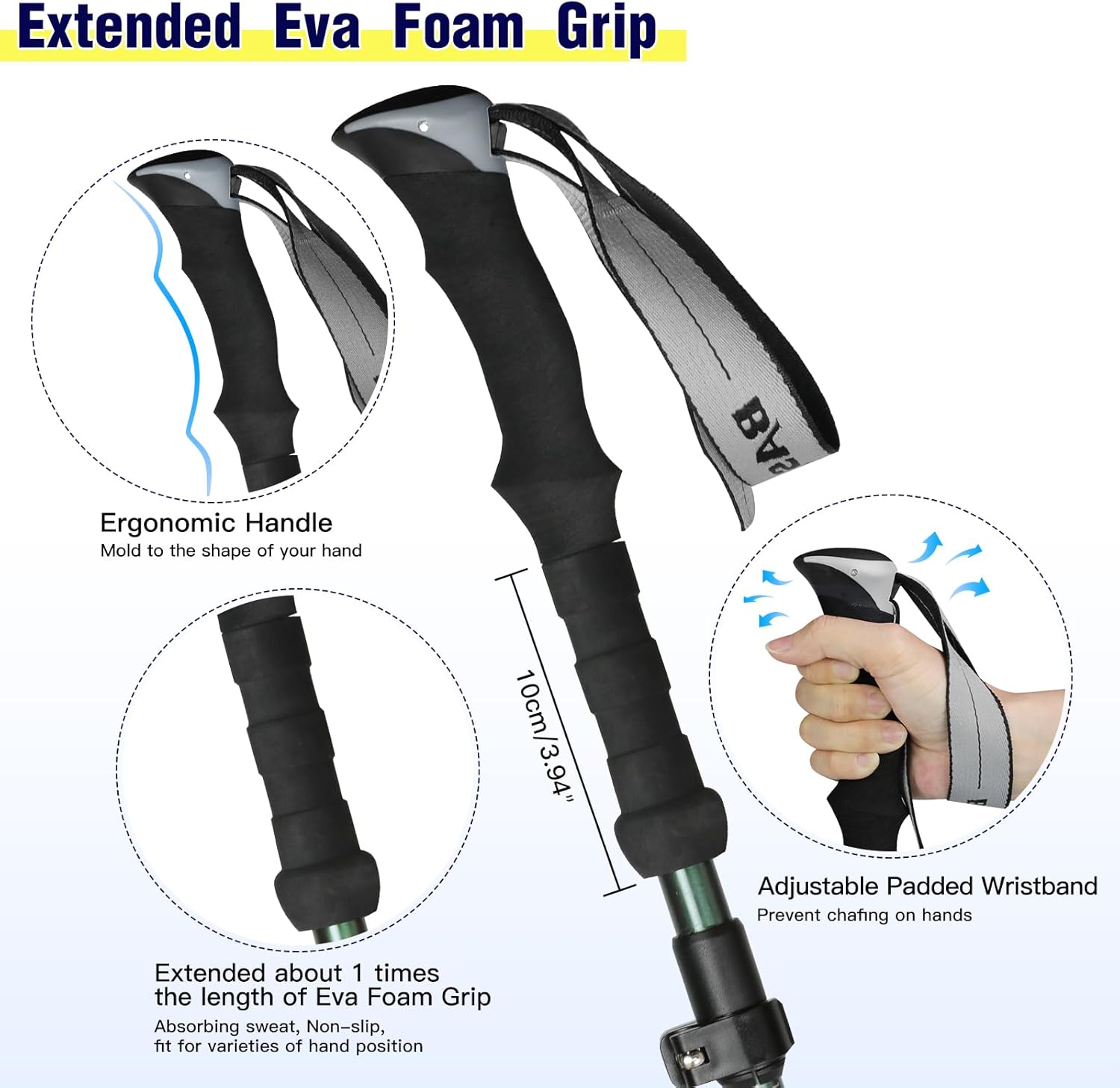 Trekking Poles Collapsible Hiking Poles for Men Women Upgraded Thickened Aircraft-Grade Aluminum Alloy Trekking Sticks with Tip Kits Carrying Bag