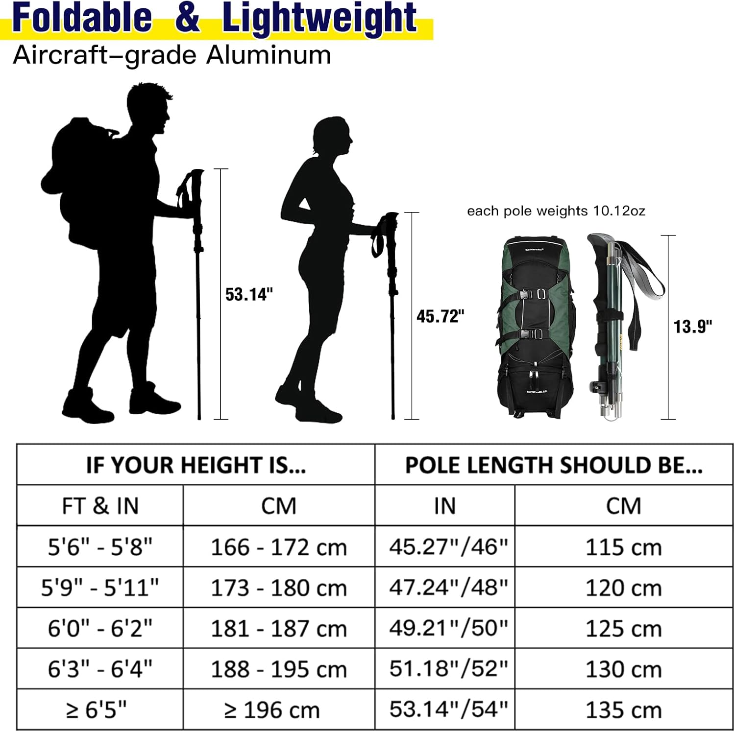 Trekking Poles Collapsible Hiking Poles for Men Women Upgraded Thickened Aircraft-Grade Aluminum Alloy Trekking Sticks with Tip Kits Carrying Bag