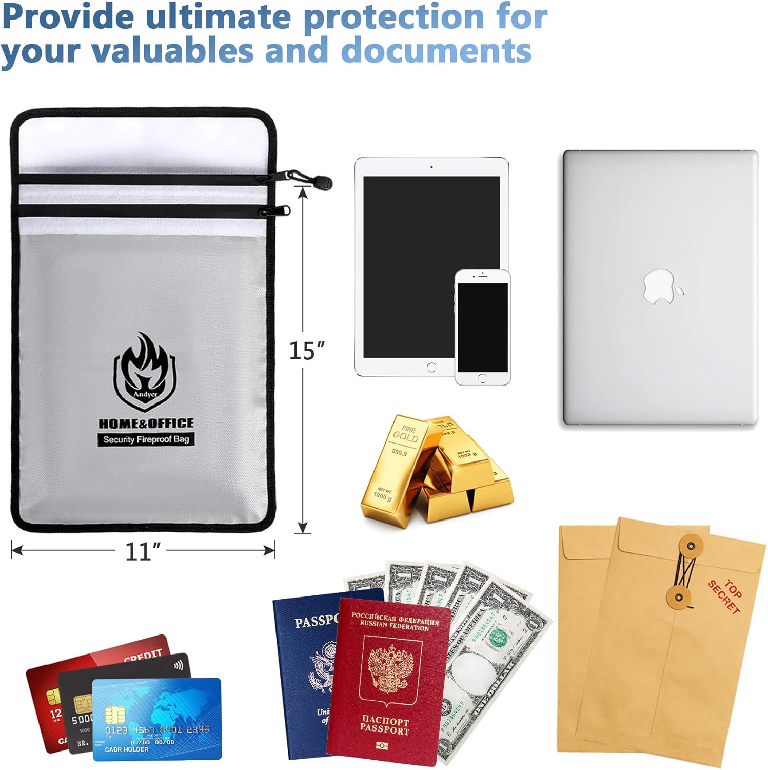 Upgraded Two Pockets Fireproof Document Bag - Secure Style with the Limited Canadian Offer