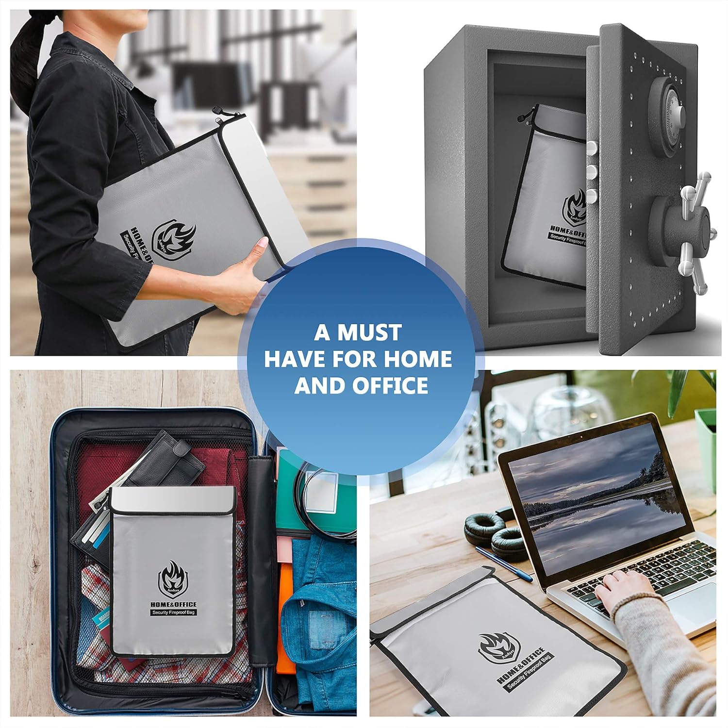 Upgraded Two Pockets Fireproof Document Bag - Secure Style with the Limited Canadian Offer